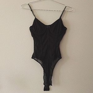 Black, noodle strap, bodysuit
